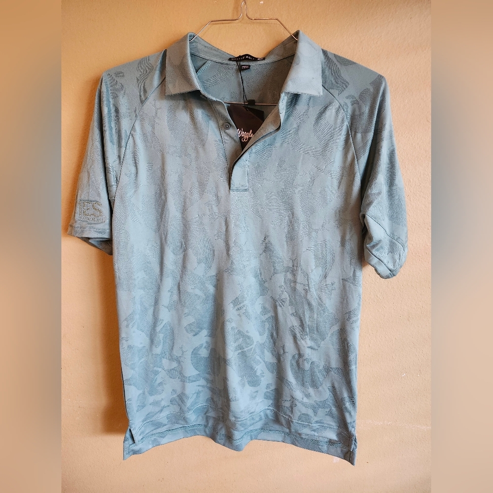 Waggle Golf Polo Shirt Men’s Medium Deer Camp Camo Jacquard Polo